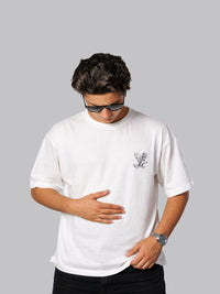 Mehrosh White Eagle Logo Relaxed Fit Drop Shoulder Tee 4