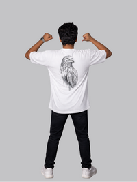 Mehrosh White Eagle Logo Relaxed Fit Drop Shoulder Tee 3