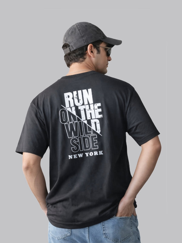 Mehrosh Black Graphic Statement Tee – Run On The Wild Side alt