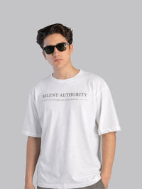 Mehrosh White Statement Tee – Silent Authority 1