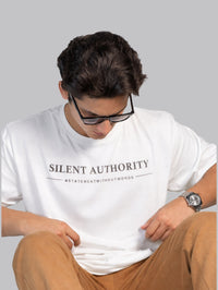 Mehrosh White Statement Tee – Silent Authority 2