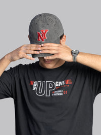 Mehrosh Black Print Slogan Tee – Never Give Up 4