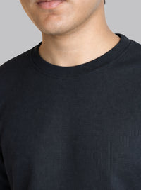 Mehrosh Black Waffle Knit Relaxed Fit Drop Shoulder Tee 3