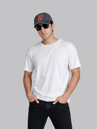 Mehrosh White Waffle Knit Relaxed Fit Drop Shoulder Tee 1