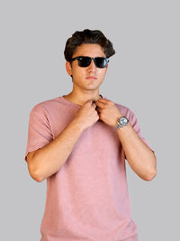 Mehrosh Pink Waffle Knit Relaxed Fit Drop Shoulder Tee 3