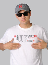 Mehrosh White Print Slogan Tee – Never Give Up 1