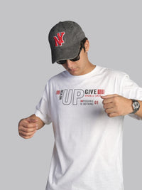 Mehrosh White Print Slogan Tee – Never Give Up 3