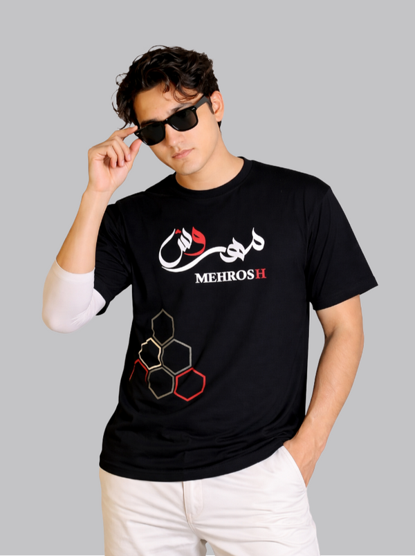 Mehrosh Black Graphic Tee – Signature Edition