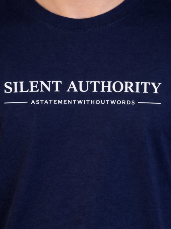 Mehrosh Navy Statement Tee – Silent Authority