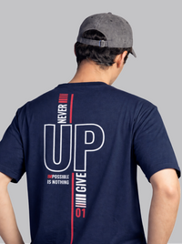 Mehrosh Navy Print Slogan Tee – Never Give Up 2