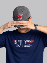 Mehrosh Navy Print Slogan Tee – Never Give Up 1