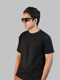 Mehrosh Black Waffle Knit Relaxed Fit Drop Shoulder Tee 2
