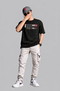 Mehrosh Black Print Slogan Tee – Never Give Up 1