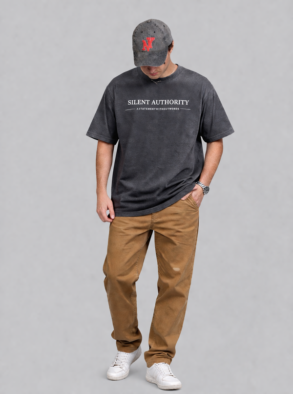Mehrosh Grey Statement tee silent authority