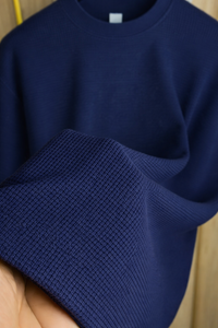 Mehrosh Navy Waffle Knit Relaxed Fit Drop Shoulder Tee 5